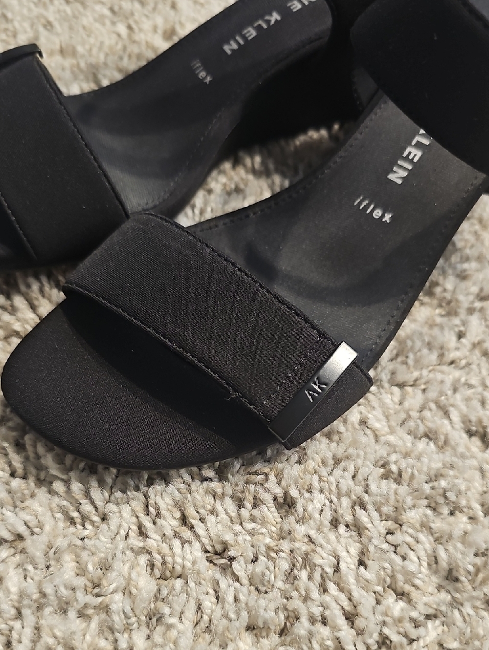 Anne Klein Black Two-Strap Heel Sandals - Picture 3 of 11